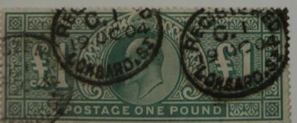 GB 1902 SG266, £1 dull blue green, used