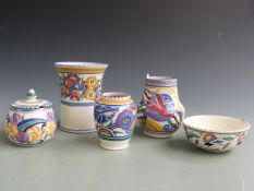 Poole and Carter Stabler Adams vases, pot, bowl etc. tallest 14cm