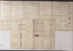 Tower Bridge, London, three Victorian architect's or civil engineering drawings depicting the