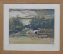 Lin Williams pastel landscape Ozleworth Park, signed lower right, 35 x 45cm