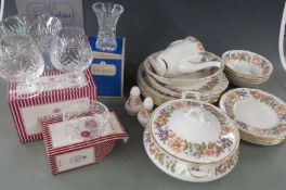 Royal Albert boxed crystal, Paragon Country Lane dinner and tea ware, John Jenkins boxed crystal