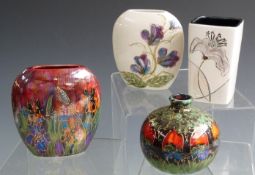 Four signed Anita Harris vases including two purse vases, tallest 12.5cm