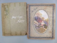 Two Edwardian postcard albums, each containing around 140 postcards to include WWI, glamour,