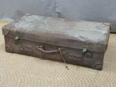 Vintage leather suitcase, width 78cm