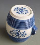 19thC pearlware spirit barrel, possibly Bristol / Poultney, H15cm