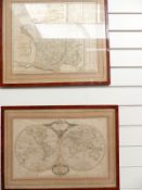 Two 19thC Delmarche maps, one depicting France dated 1817, 37 x 43cm, the other a world map dated