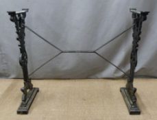 Cast iron pub table base, length 85cm