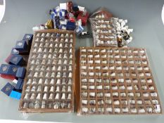 Large collection of thimbles on display stands, boxed and loose