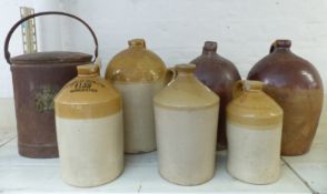 Six stoneware jars including James Ewins & Son, Newport; Spreckley, Worcester; Price, Bristol; Moore