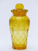 John Walsh Walsh uranium style yellow glass cocktail decanter and stopper with cut and engraved