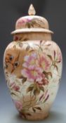 A large Bonn porcelain ginger jar and cover decorated with birds and flowers