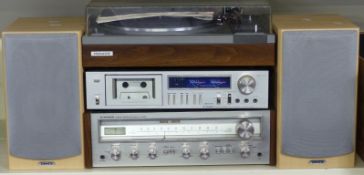 Pioneer record deck PL-1120, together with stereo receiver model SX-550, stereo CT-200 cassette