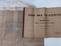 Fourteen Victorian architect's or civil engineering drawings relating to Barry Docks including