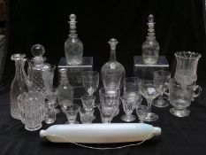 Twenty five pieces of Georgian and later clear cut glassware including decanters, tumblers,