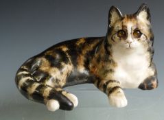 Winstanley large cat with glass eyes, H20cm, L37cm