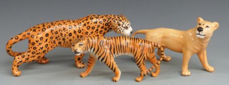 Beswick figures Tigress Leopard and Lioness cub, tallest 12cm