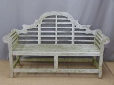 Luytens style teak garden bench, L165cm