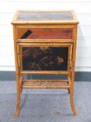 19th century bamboo and lacquer worktable with decoration of birds and flowers, having fold down
