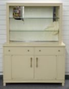 Industrial / shopfitting / haberdashery painted metal bookcase / cabinet with adjustable shelving