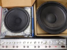 H and H electronics model MA100S amplifier serial no. 10377, together with an SKS 1508-B156 bass