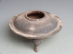 Chinese pottery censer/incense burner raised on three legs, height 20cm, diameter 23cm