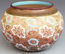 Royal Doulton Slaters patent jardiniere decorated with flowers, H 19cm, diameter 28cm