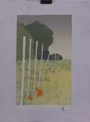 Signed limited edition (43/120) etching 'White Sticks', indistinctly signed by the artist lower