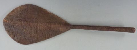 19thC Austral Islands/Poynesian paddle with geometric decoration, length 72cm, width 24cm