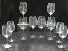 Ten Royal Worcester wine glasses comprising six 25cm tall and four 22cm tall