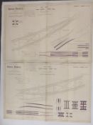 Tower Bridge, London, two Victorian architect's or civil engineering drawings depicting the main