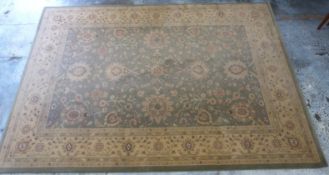 Royal Palace green and beige ground rug, 340x240cm