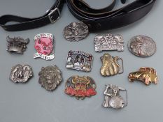Quantity of novelty belt buckles to include Bergamot brass works VW Beetle, Jack Daniels etc