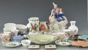Collection of Portmerion Botanic Garden ceramics including a rolling pin, Wedgwood, Aynsley, vintage