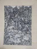 Two Balinese watercolours one of village scenes the other a play, labels and script verso Pandy