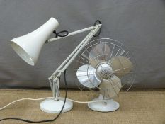 Herbert Taylor Anglepoise type desk lamp and a Veritys Limit retro desk fan