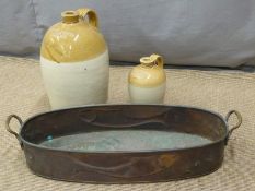 Reed and Sons, Bristol Stone flagon, W.E Councell, Thornbury flagon and a copper fish kettle 