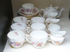 Royal Crown Derby teaware including teapot, decorated in Posies pattern