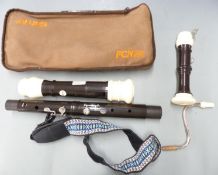 Aulos composite bodied base recorder, in soft carry case with shoulder strap no 533-EB