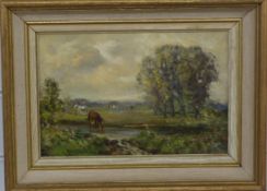 John Rathbone Harvey (1862-1933) pair of oils of pastoral landscapes, both signed lower left, 17 x