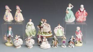 Collection of Royal Doulton, Coalport and lace figures including Jack and Jill, Babie x 2, Goody Two