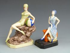 Two Kevin Francis limited edition figurines Beach Belle 268/750 and Tea with Clarice Cliff 1,366/