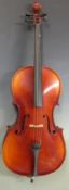 Three-quarter size cello labelled Michael Poller, Producator, De Viora Bucuresti, complete with