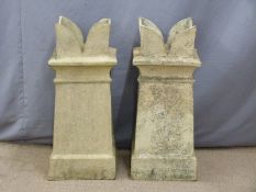 Two castellated chimney pots, H72cm