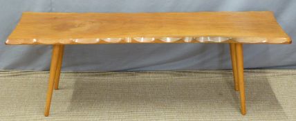 Retro elm or similar topped coffee table, length 125cm
