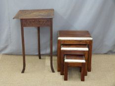 An Eastern metal bound hardwood nest of tables, height 47cm and a side table