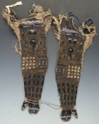 Pair of Japanese Edo period gauntlets with chainmail and lacquered steel protection and family