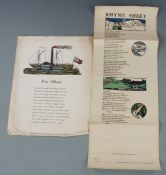 T. Sturge Moore A Rhyme Sheet with Poems and Coloured Decorations printed by Harold Monro and The