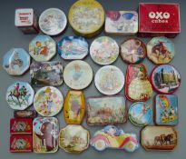 Thirty metal biscuit and similar tins, including Mabel Lucie Atwell, Noddy, Beatrix Potter, Peter