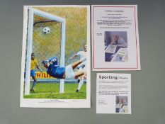 Alan Damms Save of the Century limited edition print signed by Gordon Banks and the artist, 388/500,
