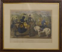 Four 19thC John Leach hunting/horse riding prints, each approximately 47 x 64cm